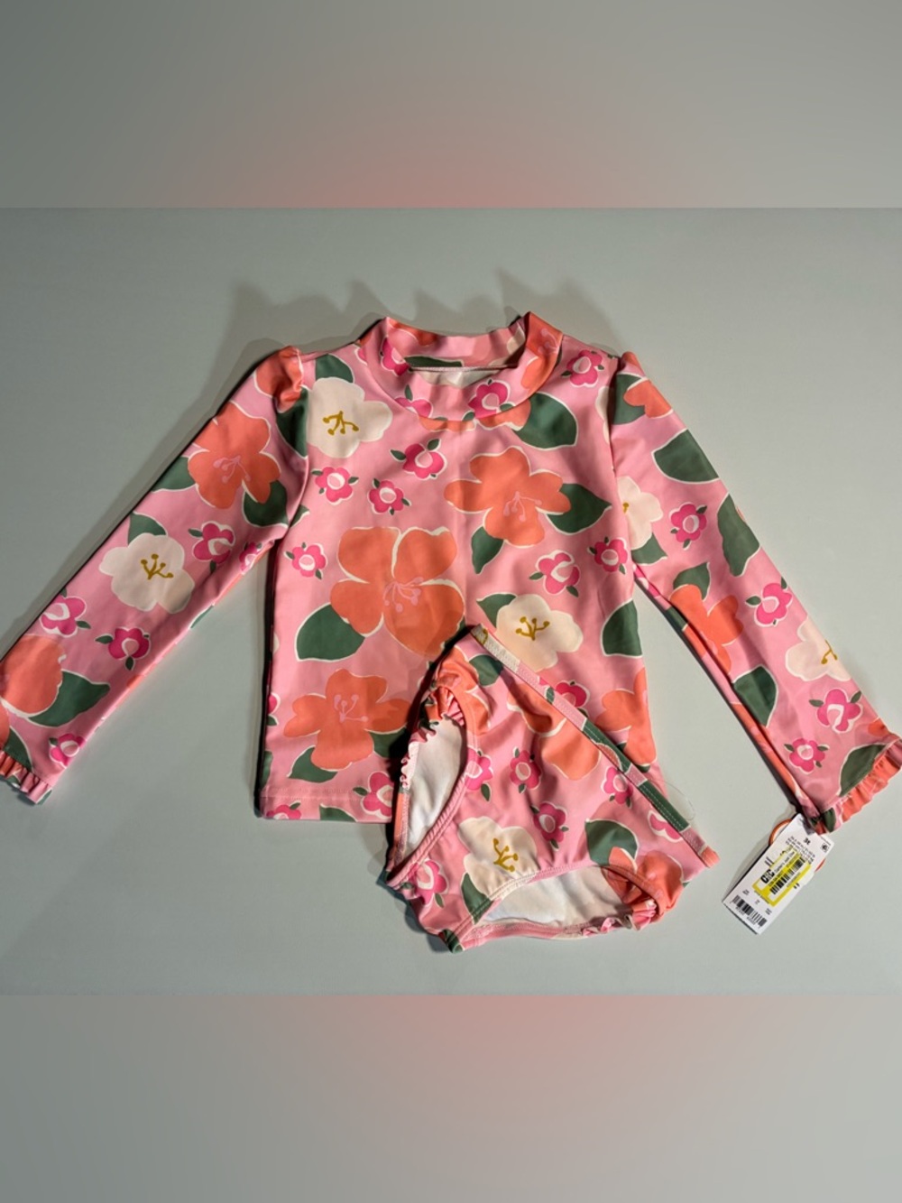 Carter's Pink Floral Long-Sleeve Rashguard Swimset